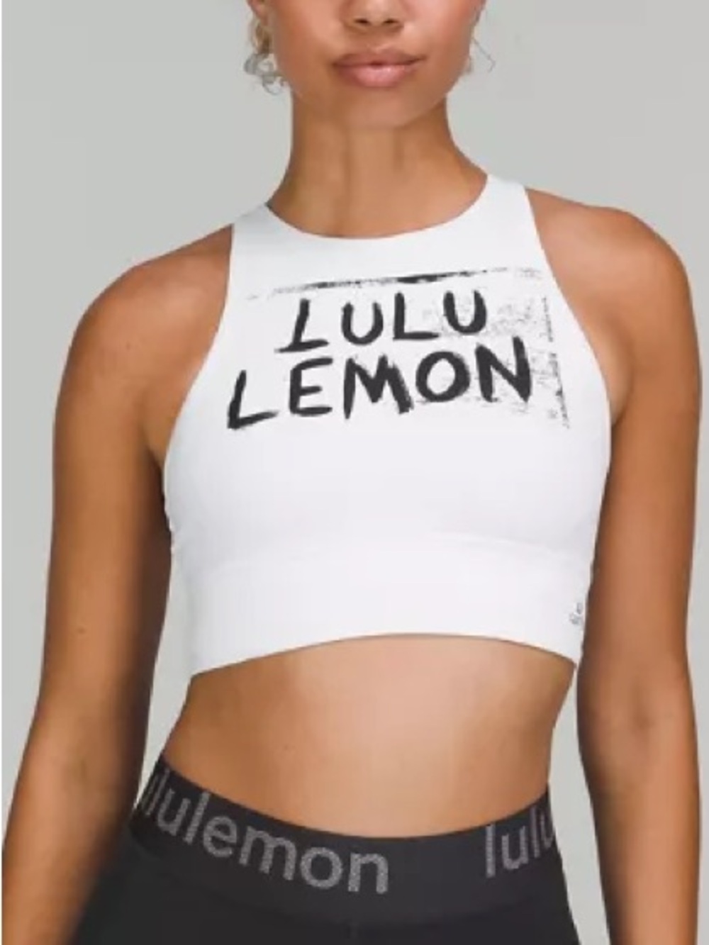 lululemon athletica Ed Curtis off White High-Neck Logo Crop Sports Bra